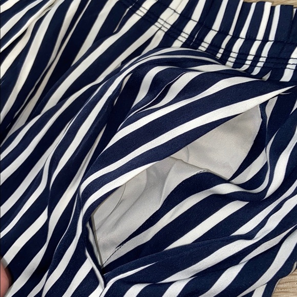 4 J. Crew Merchandile Navy Striped Pleated Skirt - Picture 9 of 10